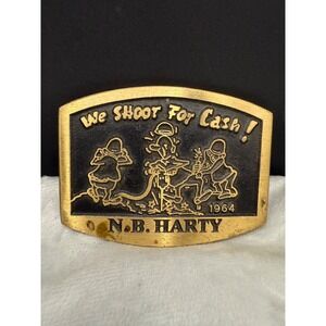 Vintage N.B.Harty Belt Buckle Gold Tone We Shoot For Cash